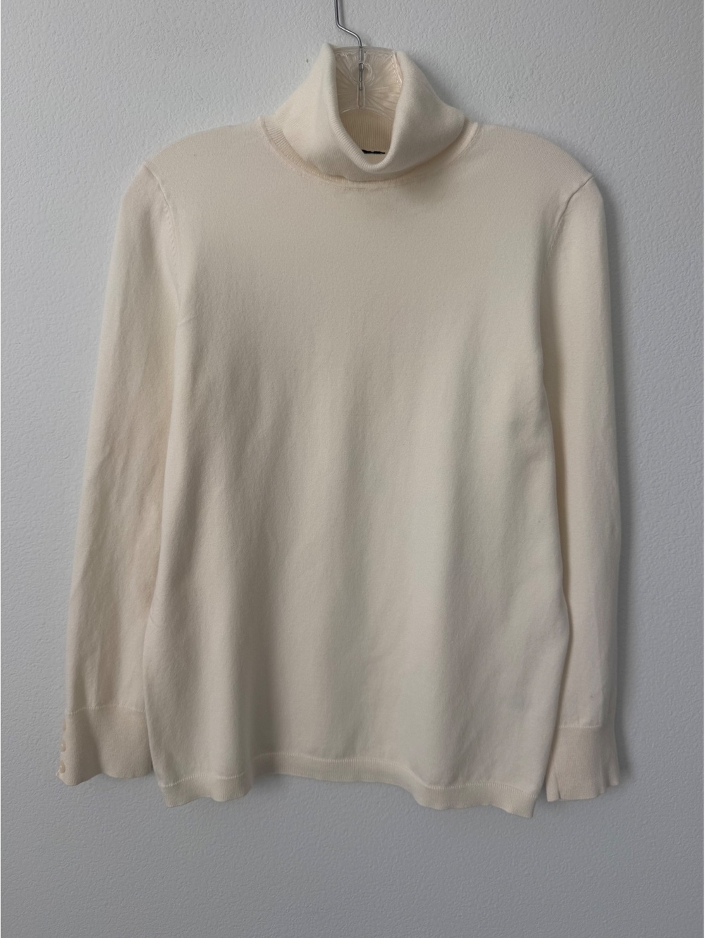 Talbots Cream Long Sleeve Turtleneck Cotton Blend Pullover Sweater Size M
